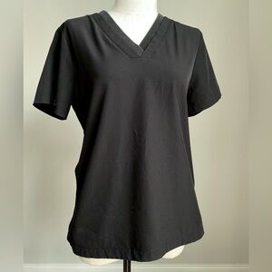 Figs Black V-Neck Short Sleeve Scrub Top